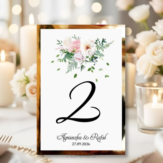 Numery Stołów KWIATY 2 ZŁOTO/SREBRO