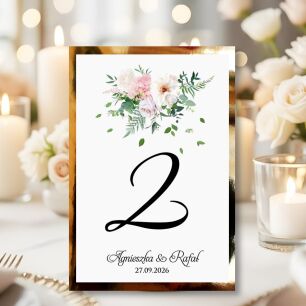 Numery Stołów KWIATY 2 ZŁOTO/SREBRO