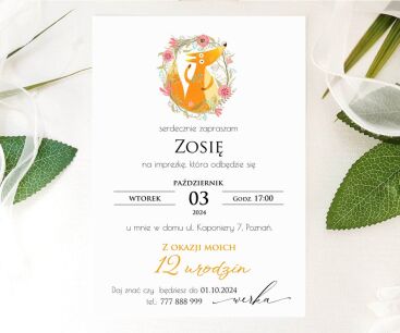 A6 ZAPROSZENIA URODZINY LIS