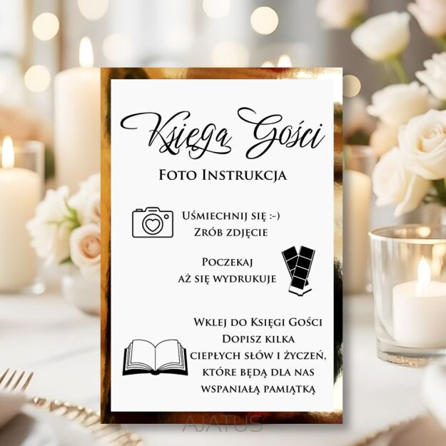 NAPIS KSIĘGA GOŚCI FOTO INDTRUKCJA KOLOR DO WYBORU