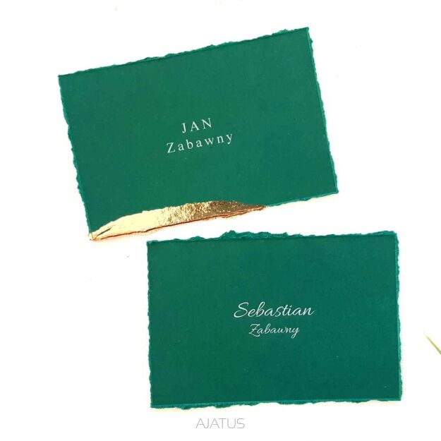 Winietki CIEMNA ZIELEŃ SZARPANE BRZEGI ZŁOCONE LEŻĄCA/KŁADZIONA