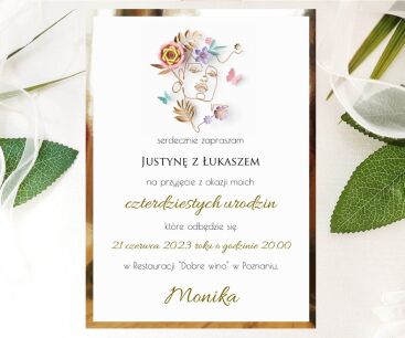 A6 ZAPROSZENIA URODZINY4 ZŁOTO/SREBRO