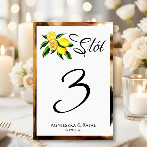Numery Stołów CYTRYNY ZŁOTO/SREBRO