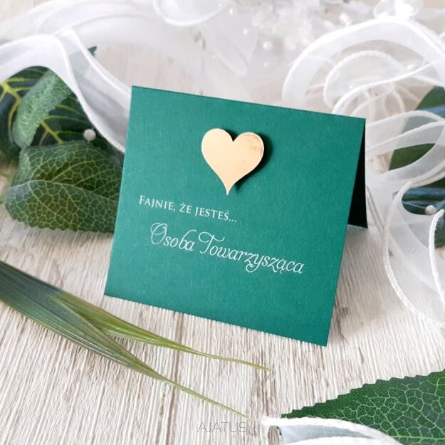 Winietki Seria JKZ GLAMOUR ZŁOTE SERCE 3D ciemna zieleń