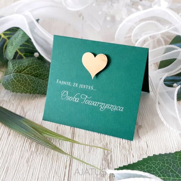 Winietki Seria JKZ GLAMOUR ZŁOTE SERCE 3D ciemna zieleń