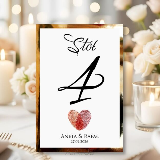 Numery Stołów ODCISKI PALCÓW ZŁOTO