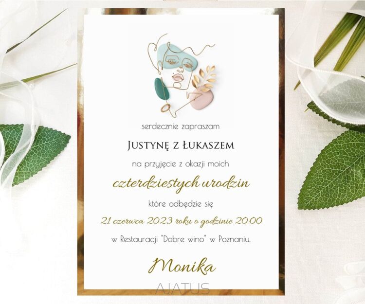 A6 ZAPROSZENIA URODZINY3 ZŁOTO/SREBRO