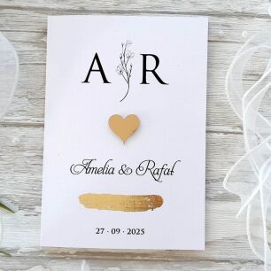 JKZ SK A6 ZŁOTE SERDUSZKO 3D INICJAŁY GAŁĄZKA