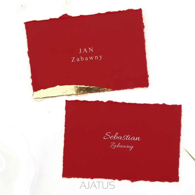 Winietki BORDO SZARPANE BRZEGI ZŁOCONE LEŻĄCA/KŁADZIONA