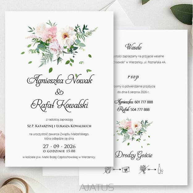 KOD018 ZAPROSZENIA FORMAT B6 KWIATY2