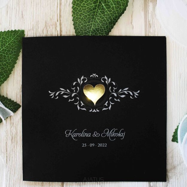 KW NW-48 ZŁOTE SERCE ORNAMENT CZARNE