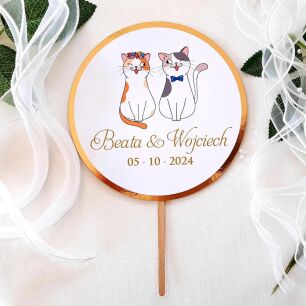 Topper na tort ZŁOTY KOTKI -7