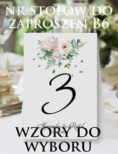 Numery Stołów DO ZAPROSZEŃ B6