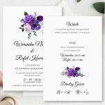 KOD022 ZAPROSZENIA FORMAT B6 KWIATY FIOLET - 3