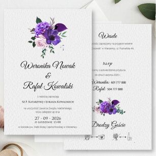 KOD022 ZAPROSZENIA FORMAT B6 KWIATY FIOLET