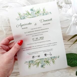 A5 ZAPROSZENIA ZIELONE LIŚCIE -58 KALKA