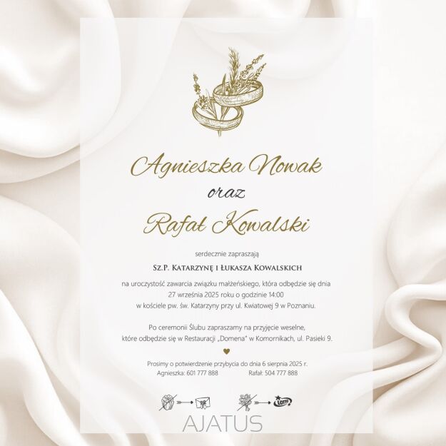 A5 ZAPROSZENIA OBRĄCZKI POLNE KWIATY KŁOS -70 KALKA