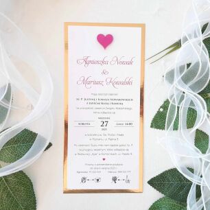 JKZ DL ZŁOTO SERCE 3D AMARANT/FUKSJA