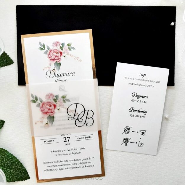 DL ZŁOTO KALKA KWIATY RÓŻ  - 3