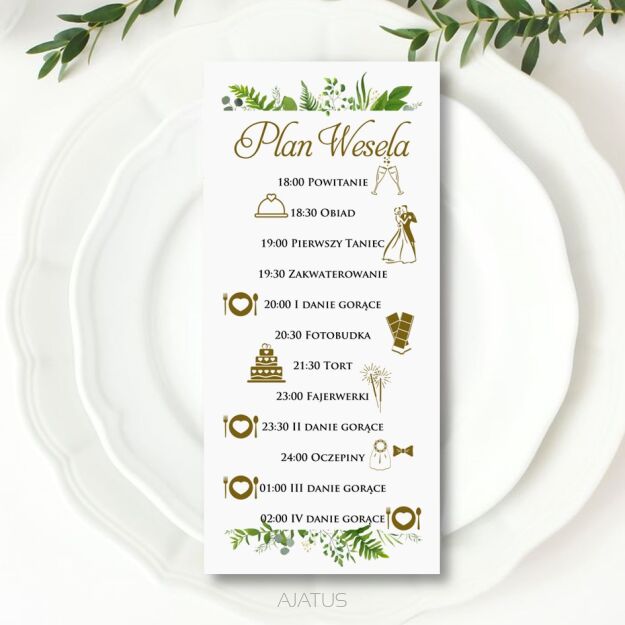 PLAN WESELA GZ ZŁOTO/ECO/CIEMNA ZIELEŃ