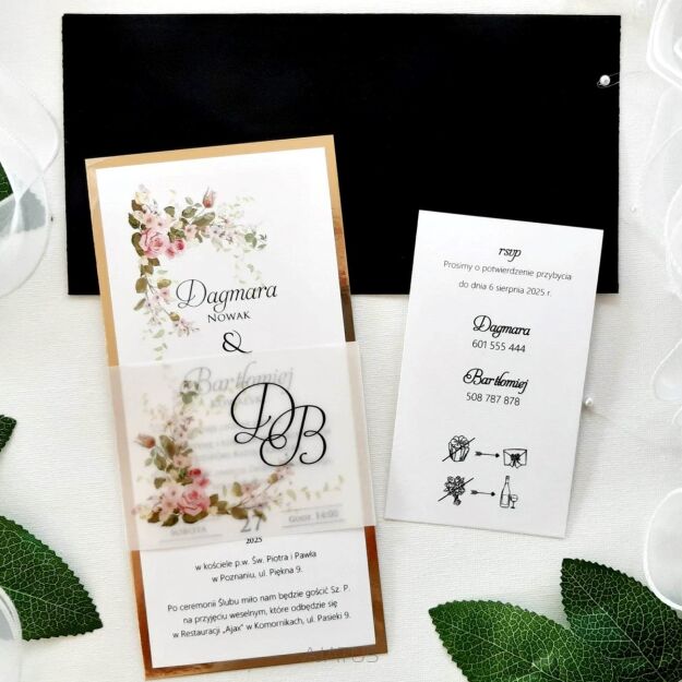 DL ZŁOTO KALKA KWIATY RÓŻ  - 4