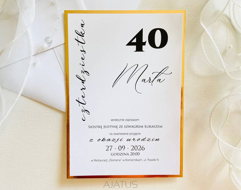 B6 ZAPROSZENIA URODZINY ZŁOTO