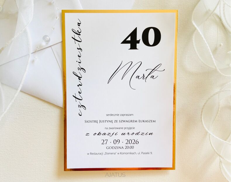 B6 ZAPROSZENIA URODZINY ZŁOTO