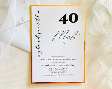B6 ZAPROSZENIA URODZINY ZŁOTO