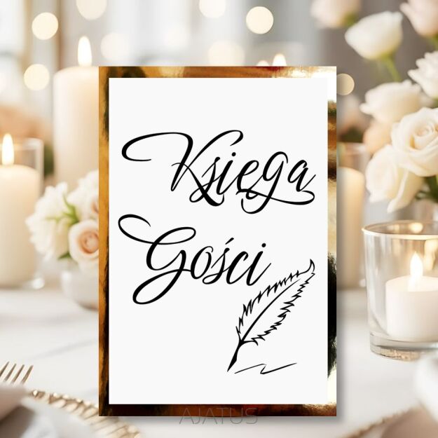 NAPIS KSIĘGA GOŚCI PIÓRKO/KOLOR DO WYBORU