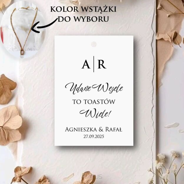 Zawieszki na alkohol INICJAŁY ZŁOTO/SREBRO/ECO