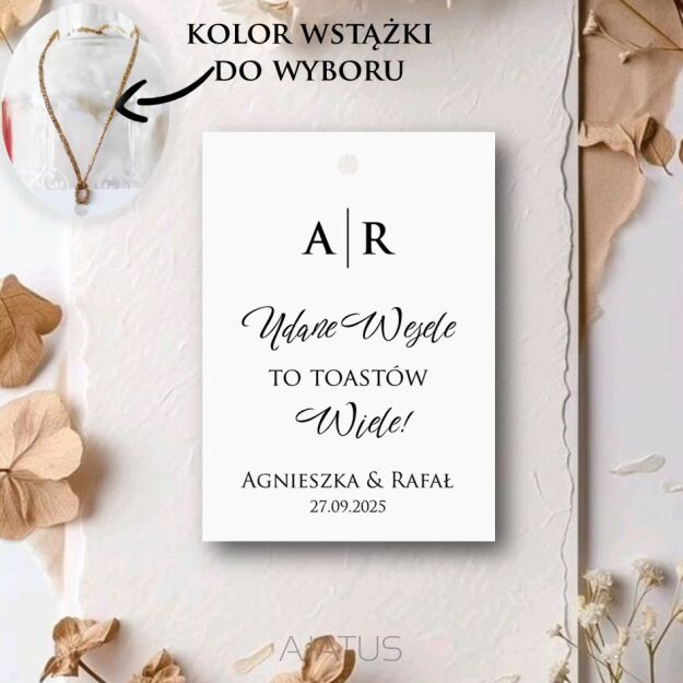 Zawieszki na alkohol INICJAŁY ZŁOTO/SREBRO/ECO