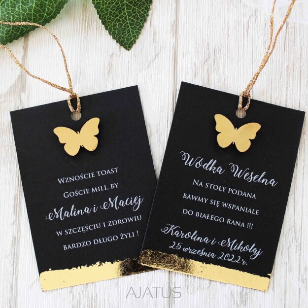 Zawieszki na alkohol JKZ GLAMOUR ZŁOTY MOTYL 3D_CB
