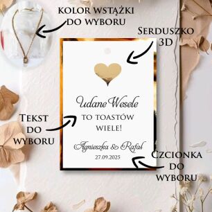 Zawieszki na alkohol ZŁOTE SERCE 3D