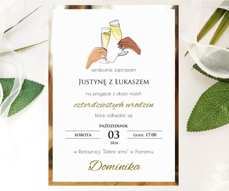 A6 ZAPROSZENIA URODZINY1 ZŁOTO/SREBRO