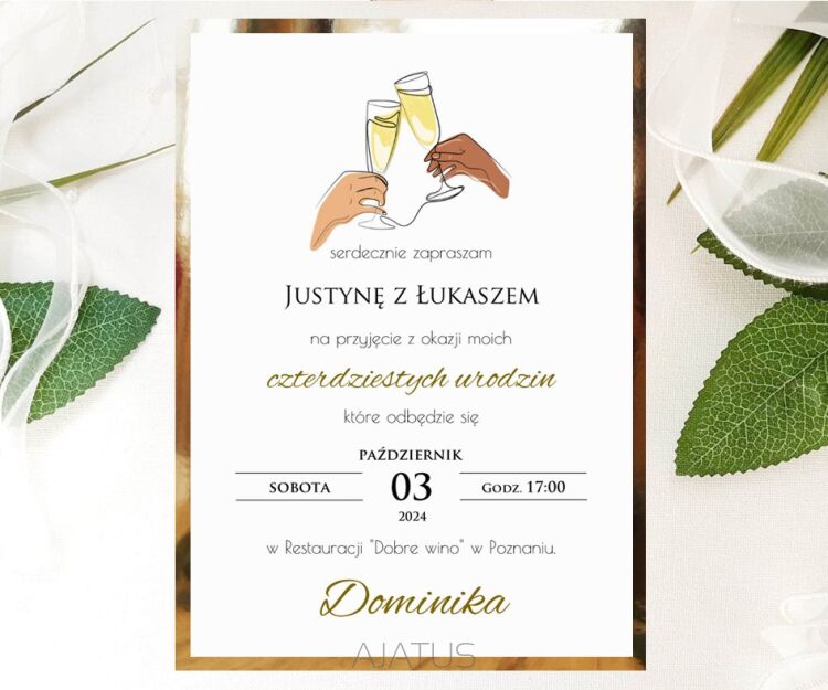 A6 ZAPROSZENIA URODZINY1 ZŁOTO/SREBRO