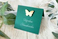 Winietki JKZ GLAMOUR ZŁOTY/SREBRNY MOTYL 3D ciemna zieleń - 2