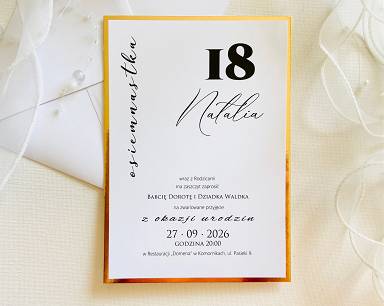 B6 ZAPROSZENIA URODZINY ZŁOTO