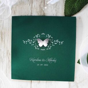 KW NW-60 SREBRNY MOTYL ORNAMENT CIEMNA ZIELEŃ