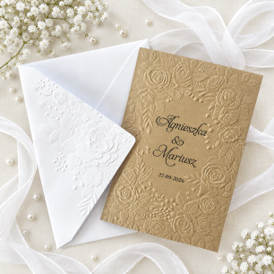 A6 ZAPROSZENIA TŁOCZENIE CIEMNY BEŻ