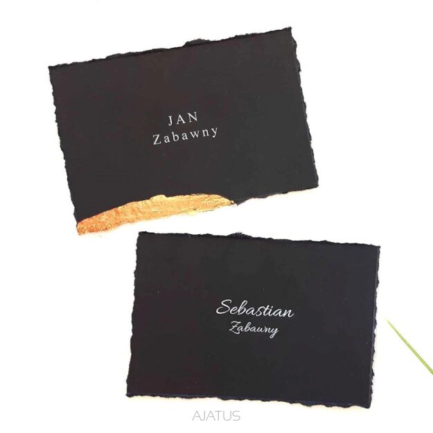 Winietki CZARNA SZARPANE BRZEGI ZŁOCONE LEŻĄCA/KŁADZIONA