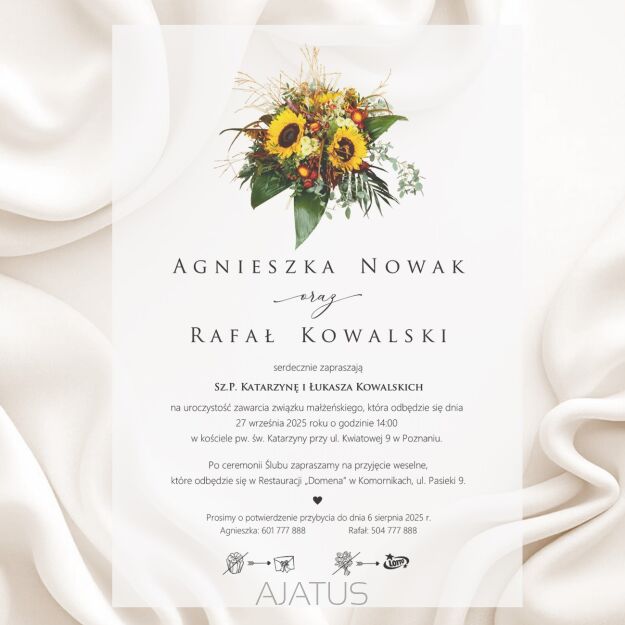 A5 ZAPROSZENIA SŁONECZNIKI -15 KALKA