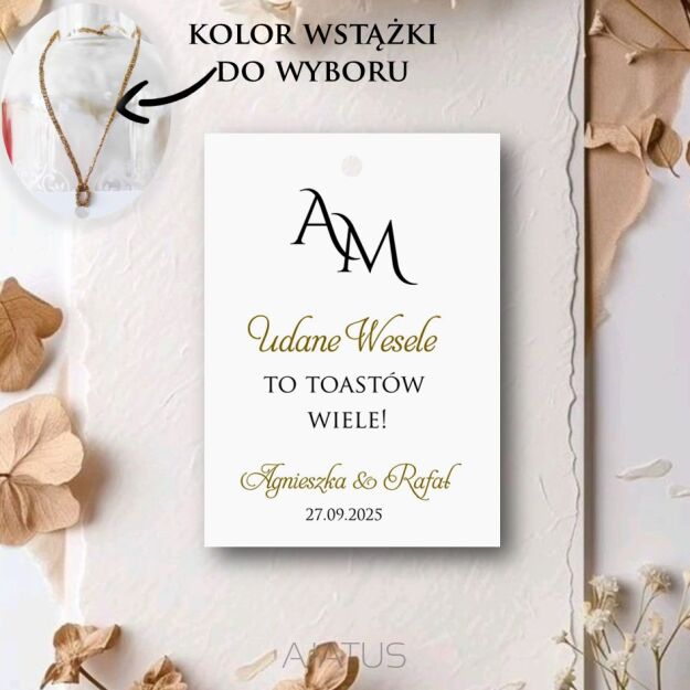 Zawieszki na alkohol INICJAŁY ZŁOTO